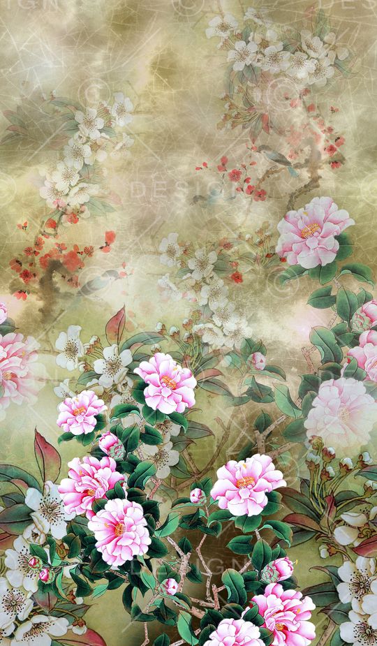 中国风定位花印花华亿平台图片