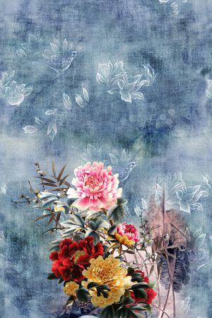 牡丹印花华亿平台图片