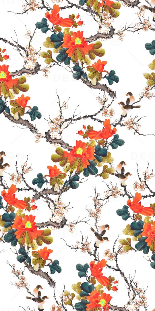 水彩花卉印花华亿平台图片