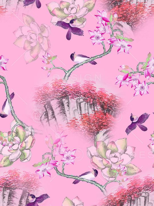 花鸟印花华亿平台图片