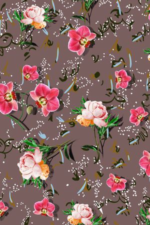 月季花印花华亿平台图片