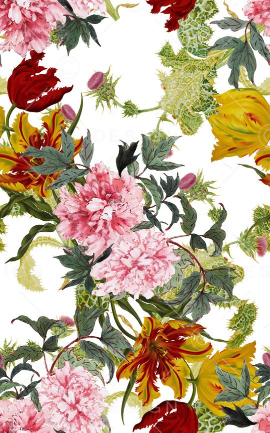 水彩花卉印花华亿平台图片