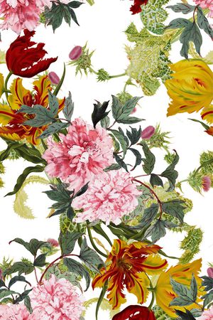 水彩花卉印花华亿平台图片