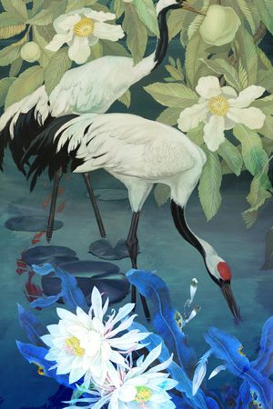 仙鹤印花华亿平台图片