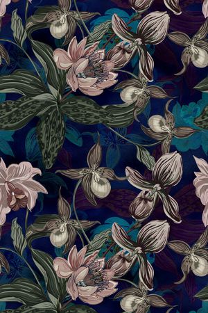 手绘花卉印花华亿平台图片