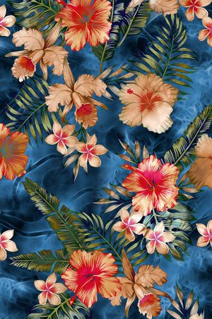 手绘花卉印花华亿平台图片