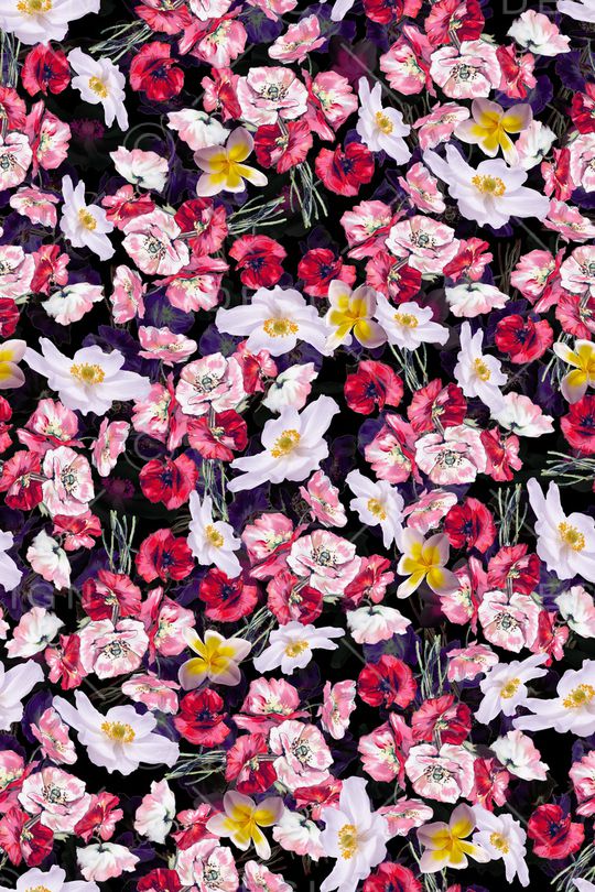 手绘玫瑰印花华亿平台图片