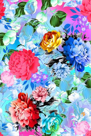 手绘花卉印花华亿平台图片