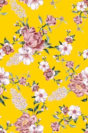 手绘花卉印花华亿平台图片