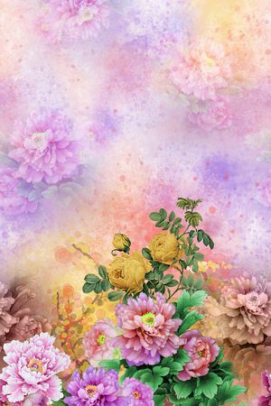 水彩花卉印花华亿平台图片