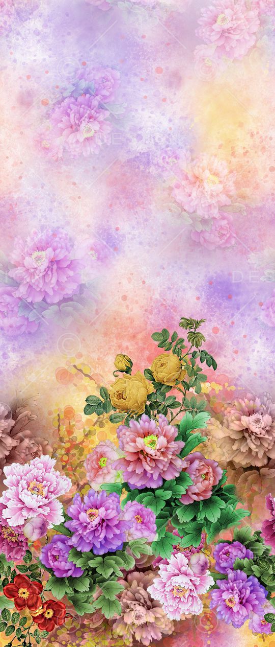 水彩花卉印花华亿平台图片