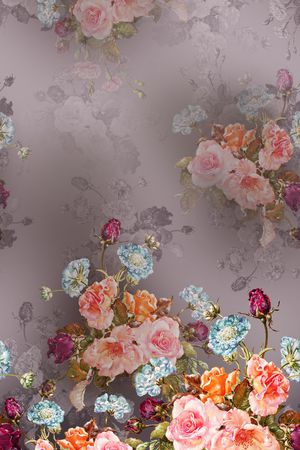 水彩花卉印花华亿平台图片