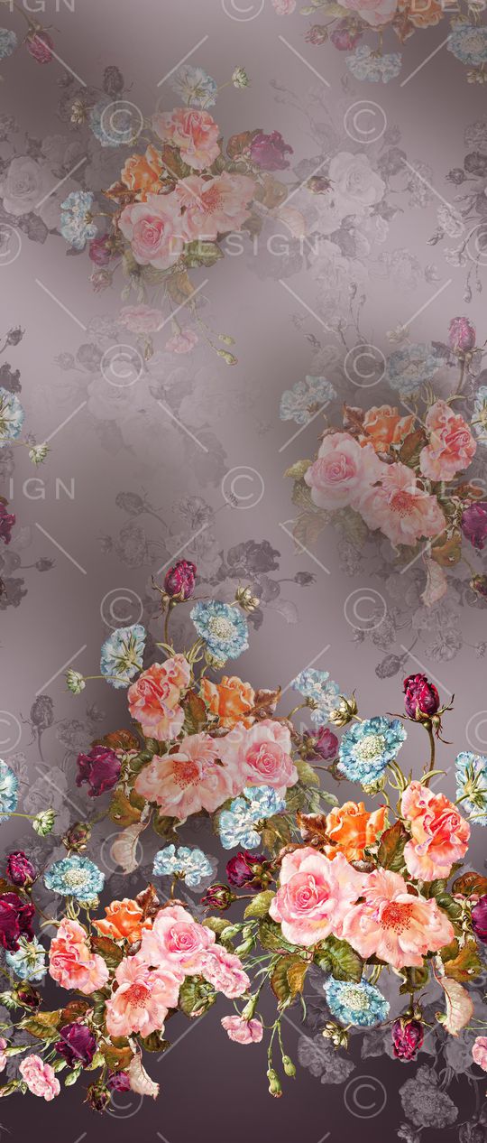 水彩花卉印花华亿平台图片