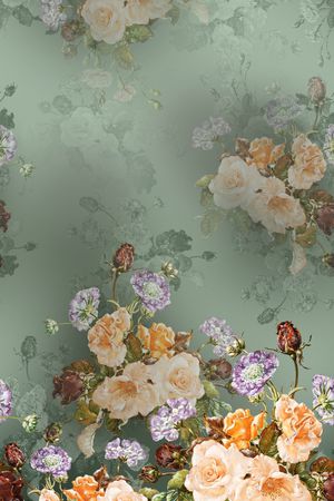 水彩花卉印花华亿平台图片