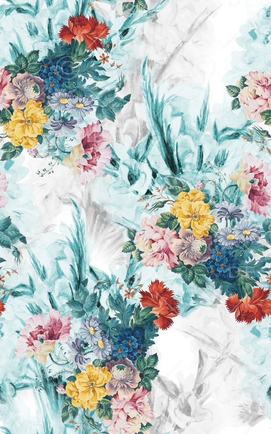 水彩花卉印花华亿平台图片