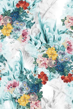 水彩花卉印花华亿平台图片
