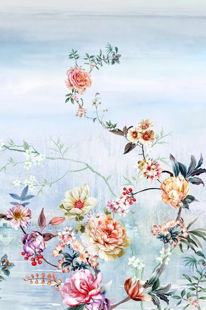 手绘花卉印花华亿平台图片