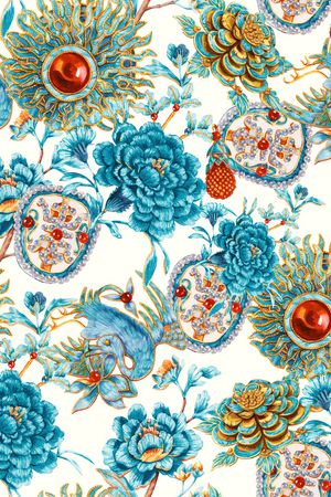 民族花卉印花华亿平台图片