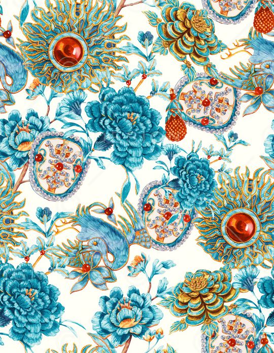 民族花卉印花华亿平台图片