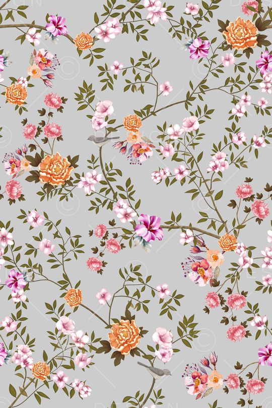 手绘花卉印花华亿平台图片