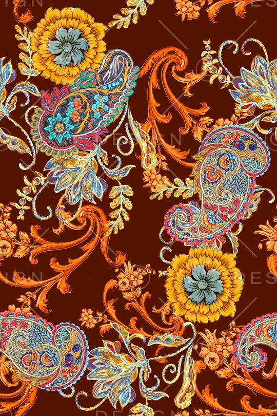 民族花卉印花华亿平台图片