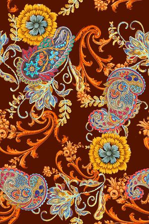 民族花卉印花华亿平台图片