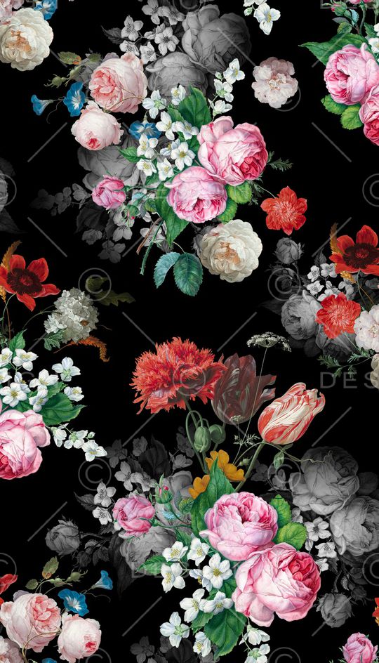 手绘花卉印花华亿平台图片