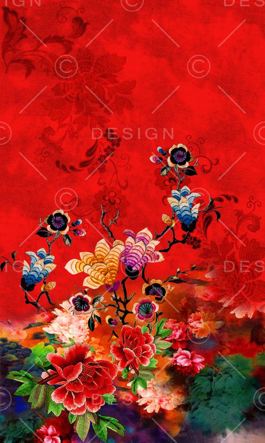 牡丹印花华亿平台图片