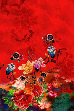 牡丹印花华亿平台图片