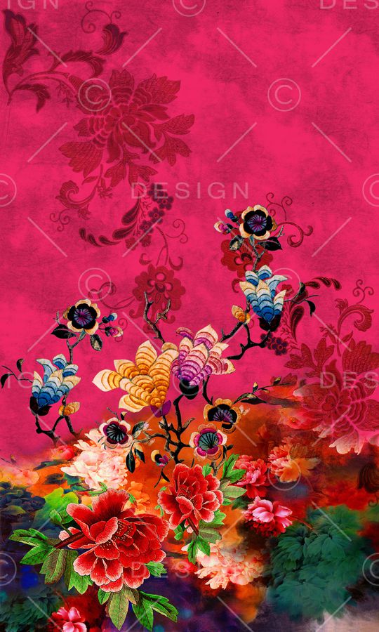 牡丹印花华亿平台图片