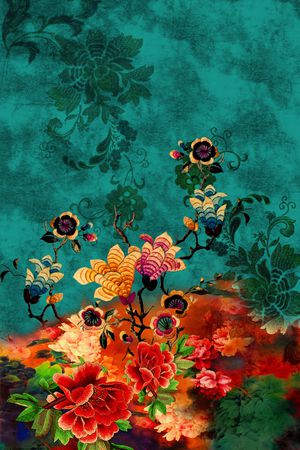 牡丹印花华亿平台图片