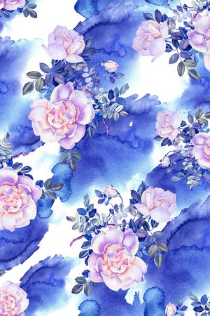 水彩花卉印花华亿平台图片