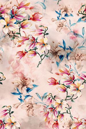 手绘花卉印花华亿平台图片