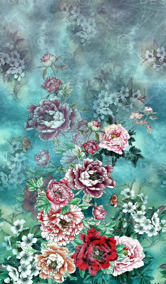 牡丹印花华亿平台图片