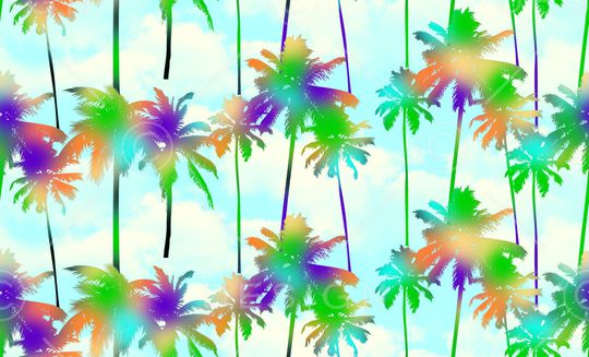 椰子树印花华亿平台图片