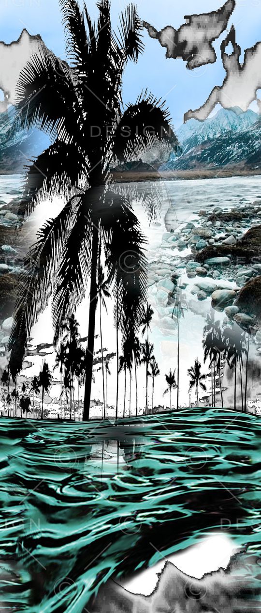 椰子树印花华亿平台图片