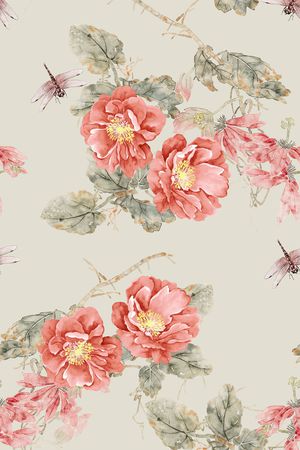 手绘花卉印花华亿平台图片