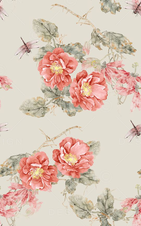 手绘花卉印花华亿平台图片