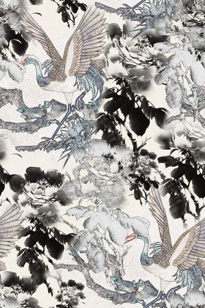 仙鹤印花华亿平台图片