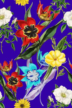 手绘花卉印花华亿平台图片