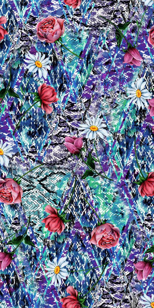 手绘花卉印花华亿平台图片