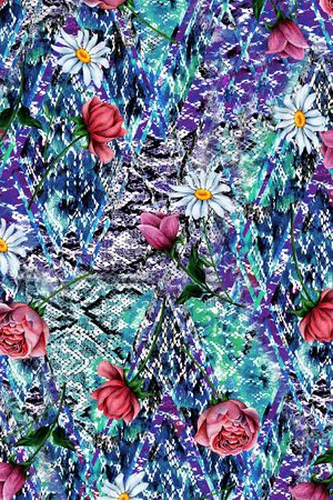 手绘花卉印花华亿平台图片