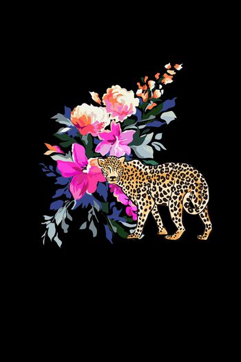 1013220-绣花花卉花朵 豹子 定位