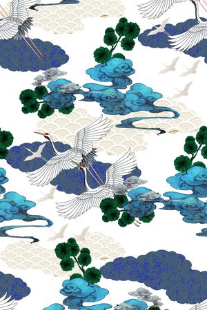 仙鹤印花华亿平台图片