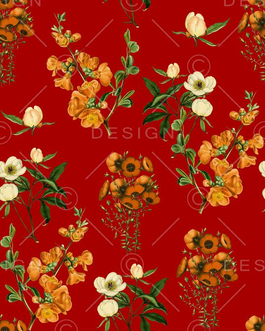 手绘花卉印花华亿平台图片