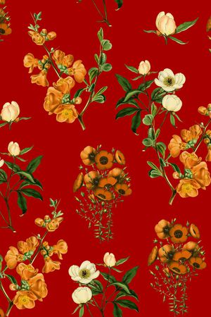 手绘花卉印花华亿平台图片