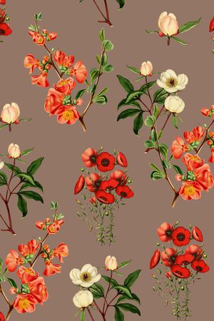 手绘花卉印花华亿平台图片