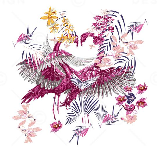 仙鹤印花华亿平台图片