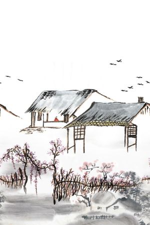 水墨江南印花华亿平台图片