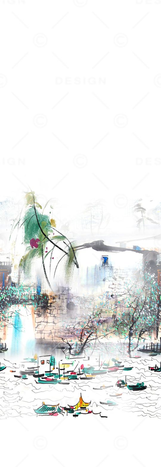 中国风定位花印花华亿平台图片